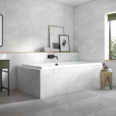 Splendour Melford 300x200 Light Grey Satin Stone Effect Tiles - Unbeatable Bathrooms