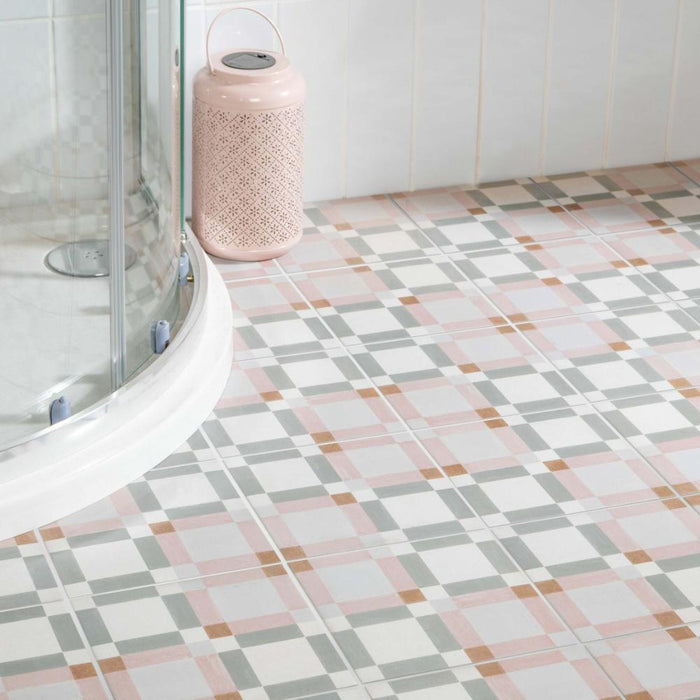 Splendour Patterns 223x223 Pink Square Tiles - Unbeatable Bathrooms