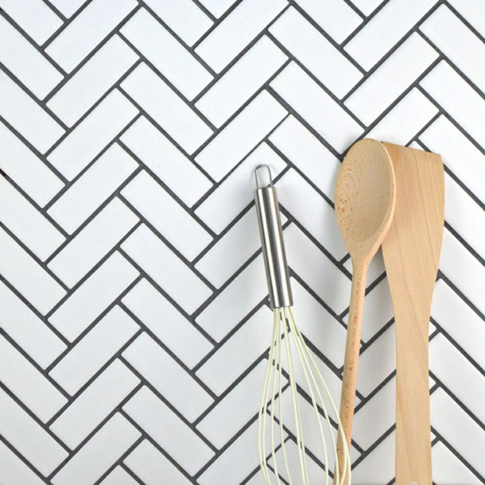 Splendour Pixel 316x277 White Herringbone Matt Tiles - Unbeatable Bathrooms
