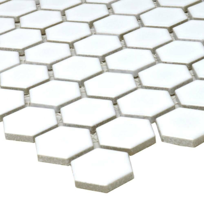 Splendour Pixel 300x260 White Hexagon Gloss Tiles - Unbeatable Bathrooms