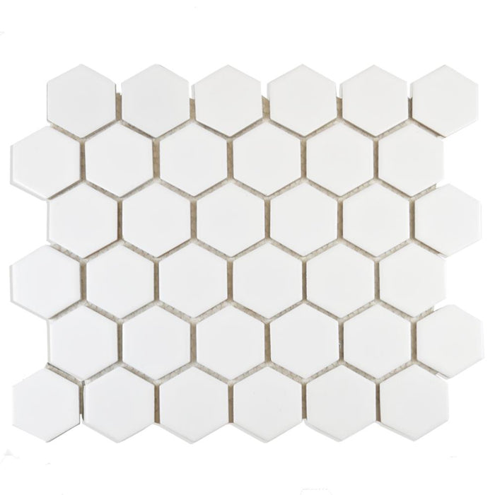 Splendour Pixel 282x325 White Hexagon Gloss Tiles - Unbeatable Bathrooms