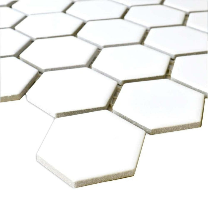 Splendour Pixel 282x325 White Hexagon Gloss Tiles - Unbeatable Bathrooms