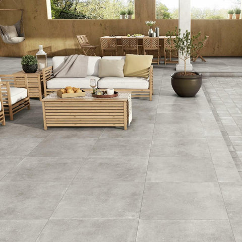 Splendour Plaster Grey Concete Effect Slabs Tiles - Unbeatable Bathrooms