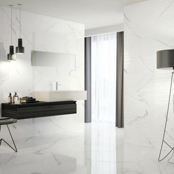 Splendour Polaris 600x600 Polished Marble Effect Tiles - Unbeatable Bathrooms