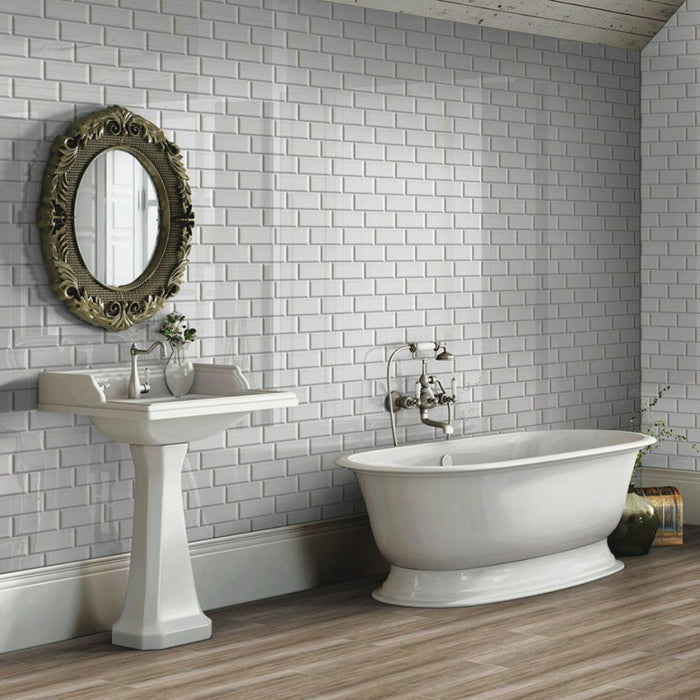 Splendour Retro 200x100 Bevelled Grey Gloss Metro Tiles - Unbeatable Bathrooms