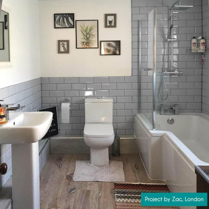 Splendour Retro 200x100 Bevelled Grey Gloss Metro Tiles - Unbeatable Bathrooms