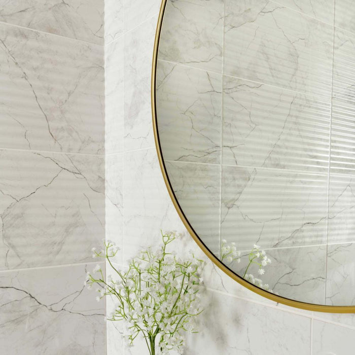 Splendour Riva 300X600 White Gloss Marble Effect Decor Wall Tiles - Unbeatable Bathrooms
