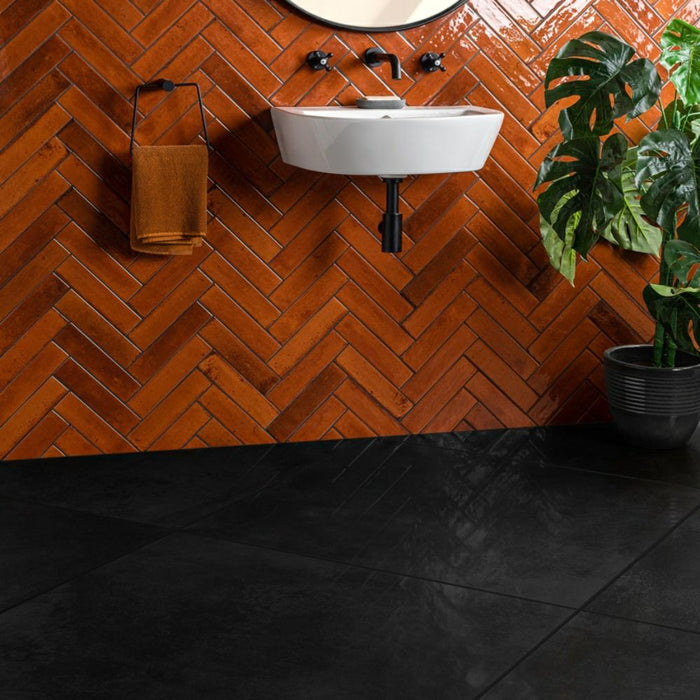 Splendour Stardust 898x898 Black Lapato Tiles - Unbeatable Bathrooms