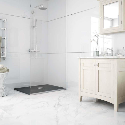 Splendour Sublime 600x600 White Polished Marble Effect Tiles - Unbeatable Bathrooms