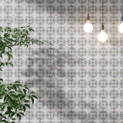 Splendour Tanger 123x123 Blue Petals Tiles - Unbeatable Bathrooms