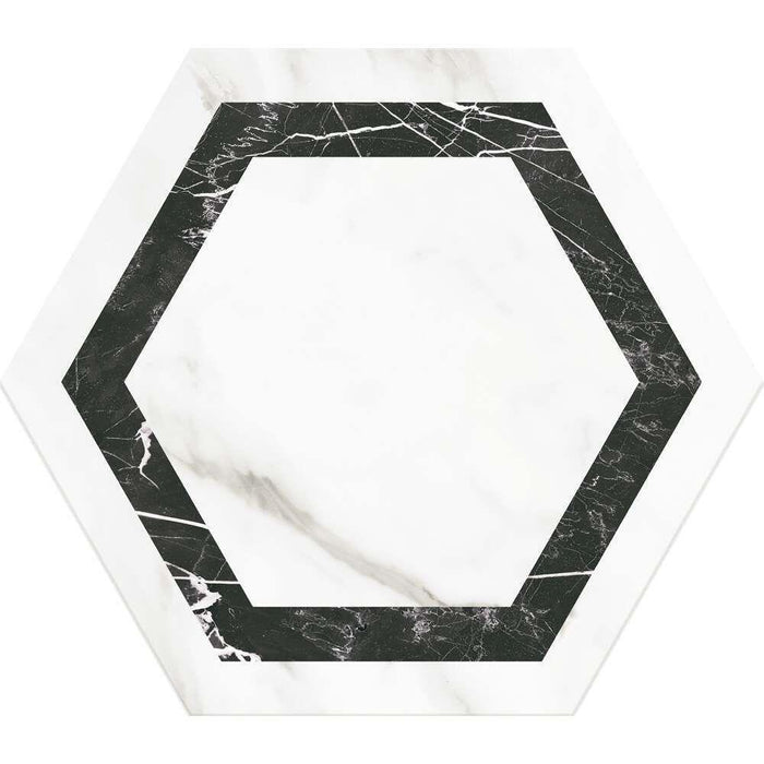 Splendour Venato 330x285 Hexagon Dark Grey Marble Effect Tiles - Unbeatable Bathrooms