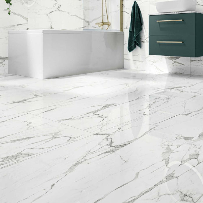 Splendour Versailles 600x1200 Carrara Marble Effect Polished Tiles - Unbeatable Bathrooms