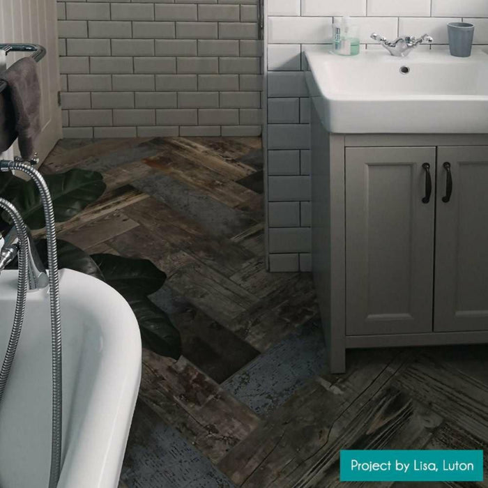 Splendour Vintage 600x150 Blue Wood Effect Tiles - Unbeatable Bathrooms