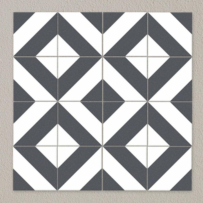 Splendour Zebra 223x223 Black and White Patterned Matt Striped Tiles - Unbeatable Bathrooms