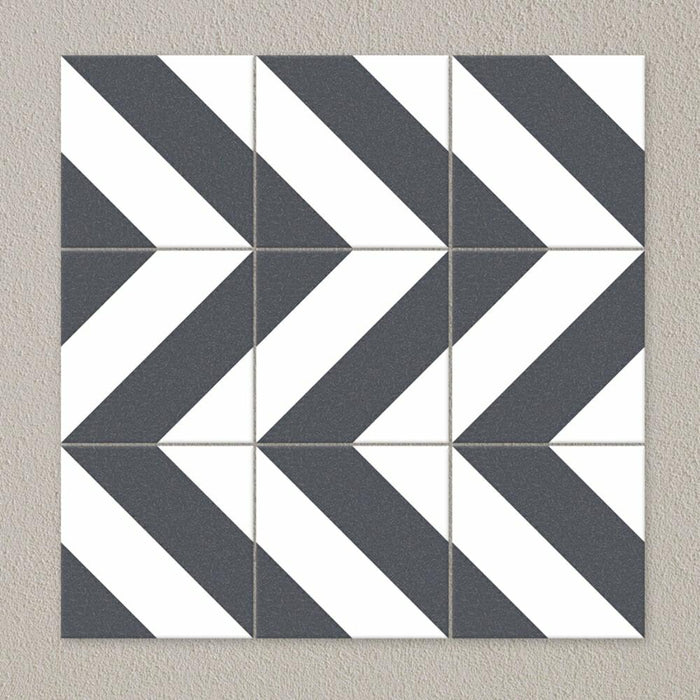 Splendour Zebra 223x223 Black and White Patterned Matt Striped Tiles - Unbeatable Bathrooms