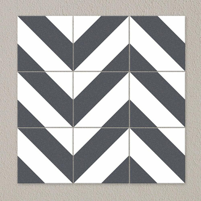 Splendour Zebra 223x223 Black and White Patterned Matt Striped Tiles - Unbeatable Bathrooms