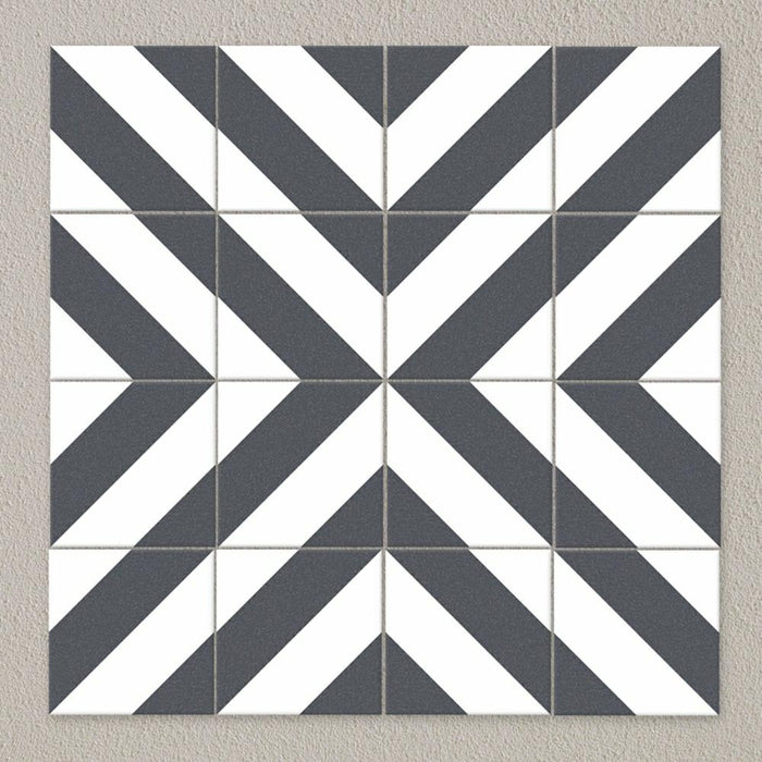 Splendour Zebra 223x223 Black and White Patterned Matt Striped Tiles - Unbeatable Bathrooms