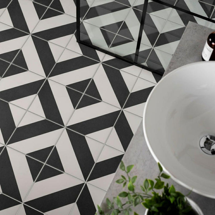 Splendour Zebra 223x223 Black and White Patterned Matt Striped Tiles - Unbeatable Bathrooms