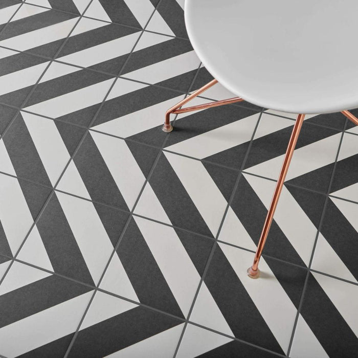 Splendour Zebra 223x223 Black and White Patterned Matt Striped Tiles - Unbeatable Bathrooms