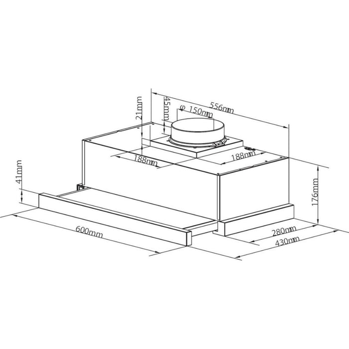 Unbranded CBT625/2X/1/UK 60cm Telescopic Hood - St/Steel - Unbeatable Bathrooms