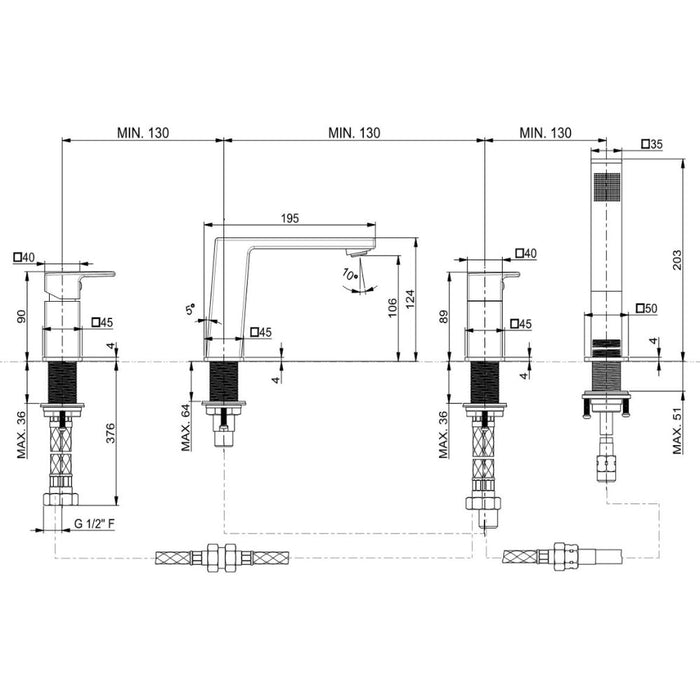 Vema Lys 4-Hole Deck Mounted Bath/Shower Mixer - Chrome - Unbeatable Bathrooms