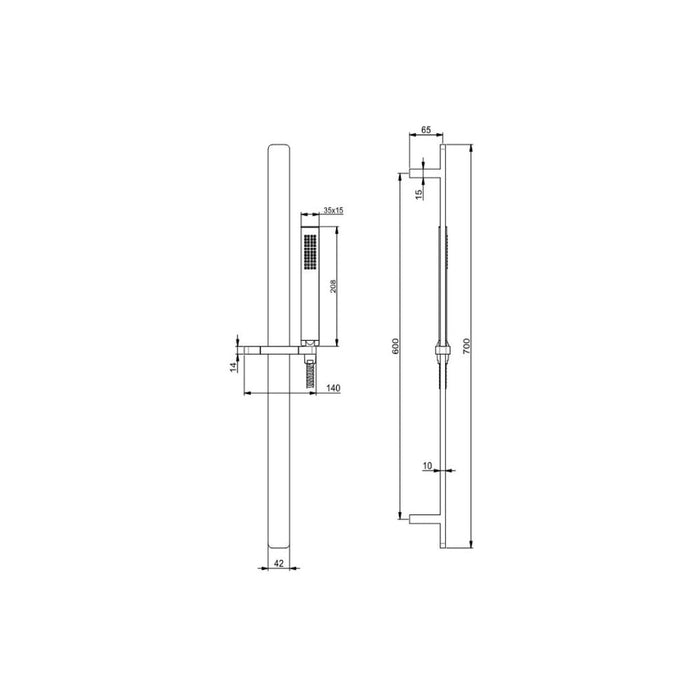 Vema Lys Brass Riser Rail w/Hose & Handset - Unbeatable Bathrooms