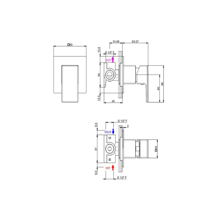 Vema Lys Concealed Single Outlet Shower Mixer - Unbeatable Bathrooms