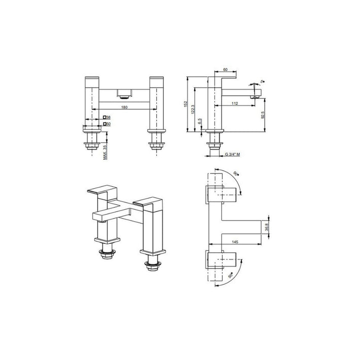 Vema Lys Deck Mounted Bath Filler - Chrome - Unbeatable Bathrooms