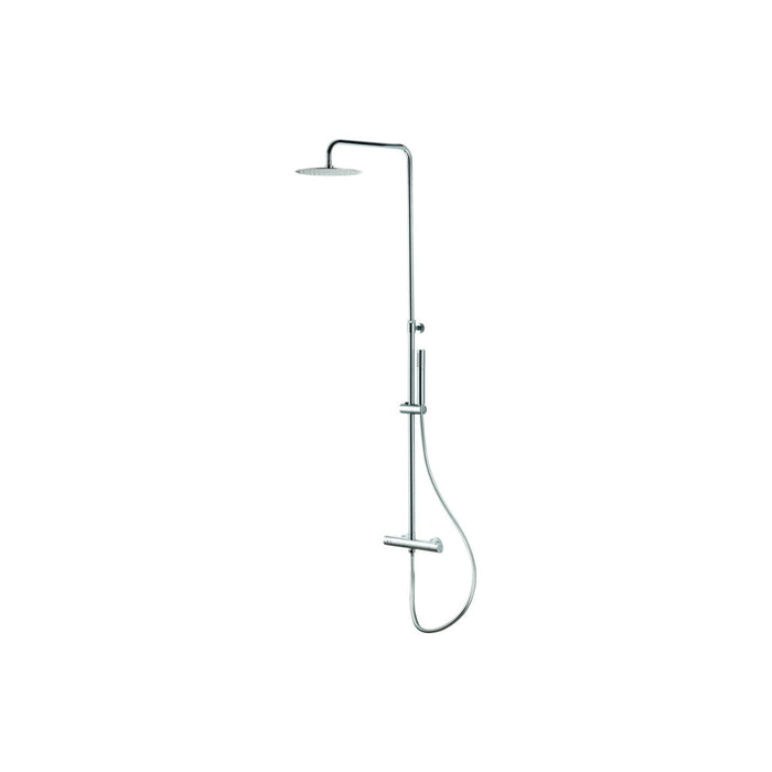 Vema Thermostatic Round Bar Valve w/Fixed Head & Riser - Chrome - Unbeatable Bathrooms