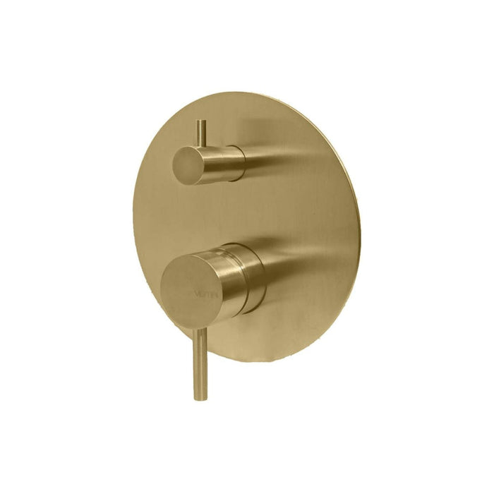 Vema Tiber Two Outlet Shower Mixer w/Diverter - Brushed Brass - Unbeatable Bathrooms