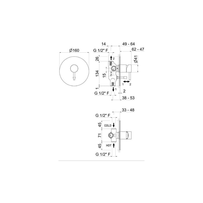 Vema Tiber Two Outlet Shower Mixer w/Diverter - St/Steel - Unbeatable Bathrooms
