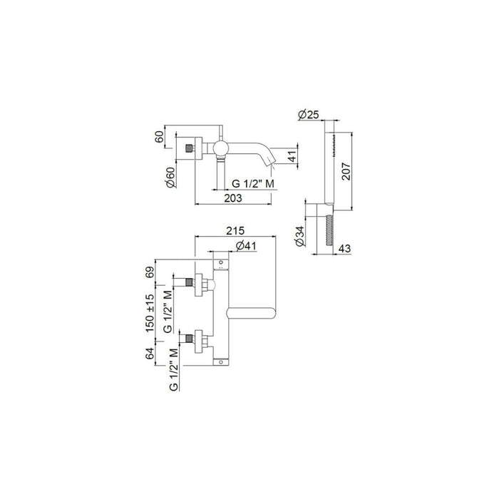 Vema Tiber Wall Mounted Bath/Shower Mixer - Unbeatable Bathrooms