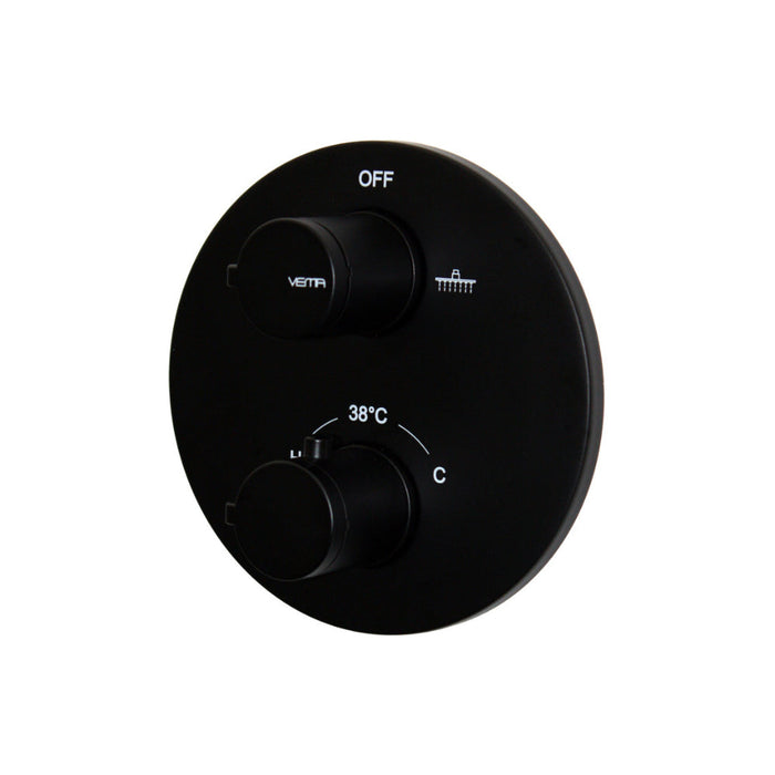 Vema Timea Black Two Outlet Thermostatic Valve - Unbeatable Bathrooms