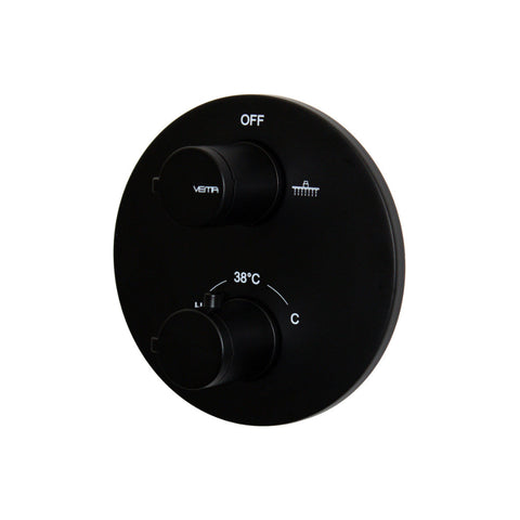 Vema Timea Black Two Outlet Thermostatic Valve - Unbeatable Bathrooms