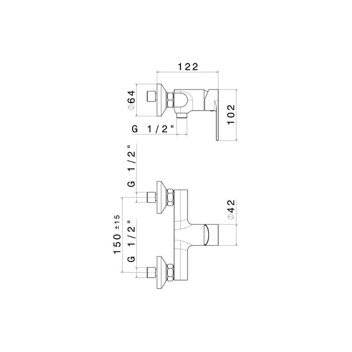 Vema Timea Chrome Single Outlet Bar Valve - Unbeatable Bathrooms