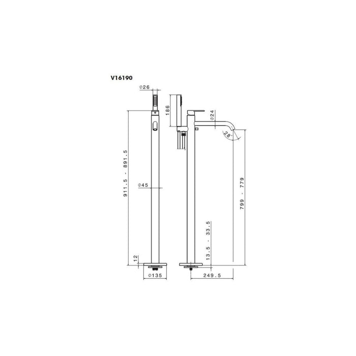 Vema Timea Floor Standing Bath/Shower Mixer - Unbeatable Bathrooms