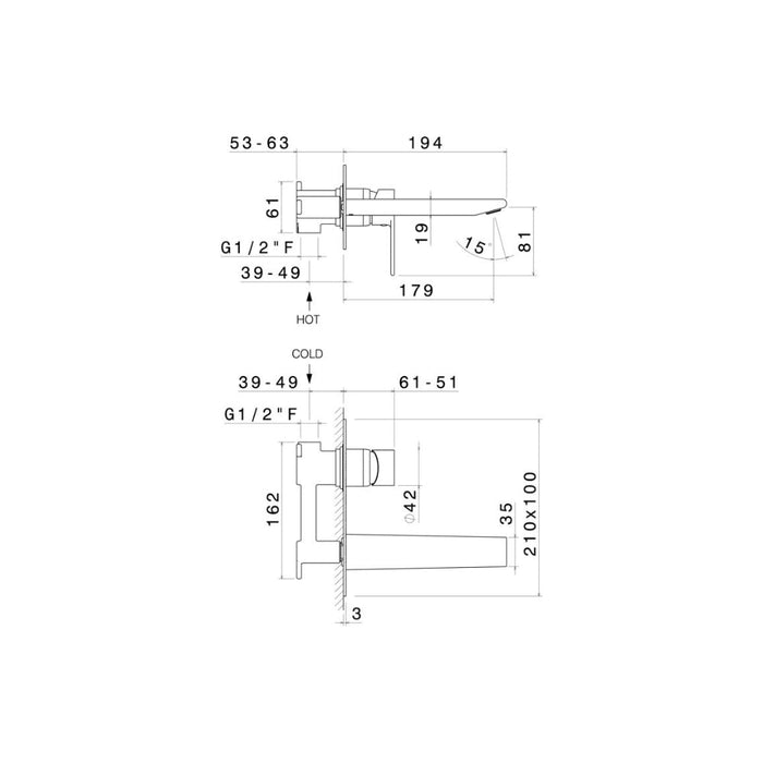 Vema Timea Wall Mounted Basin Mixer - Unbeatable Bathrooms