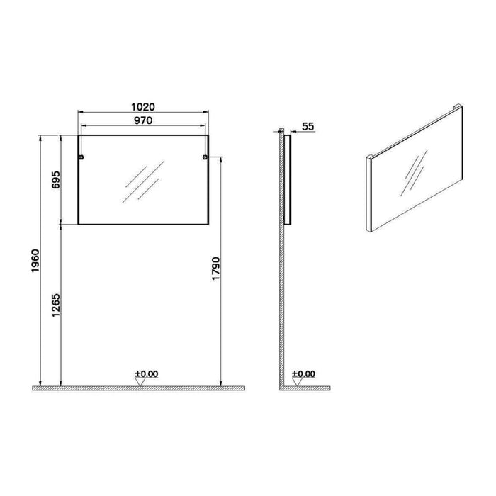 VitrA Rectangular Mirror - Brushed Chrome - Unbeatable Bathrooms