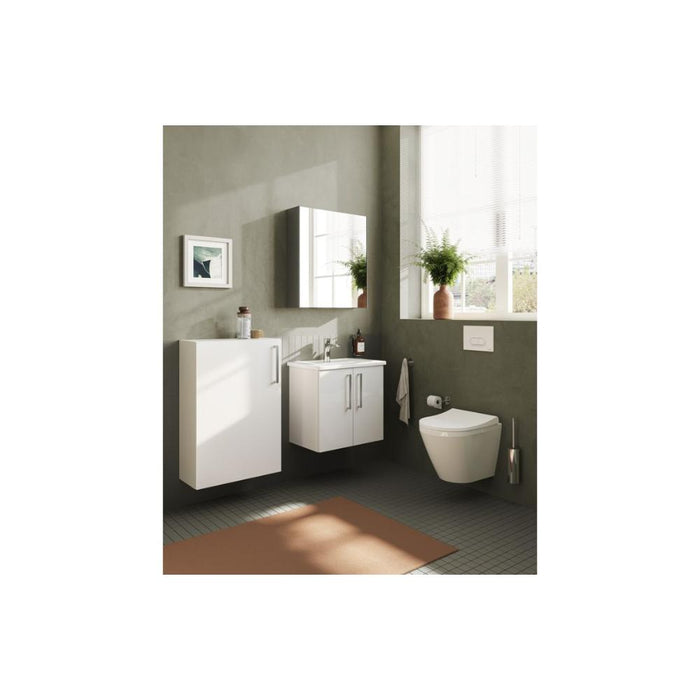 VitrA 620x695mm Mirrored Cabinet - Brushed Chrome - Unbeatable Bathrooms