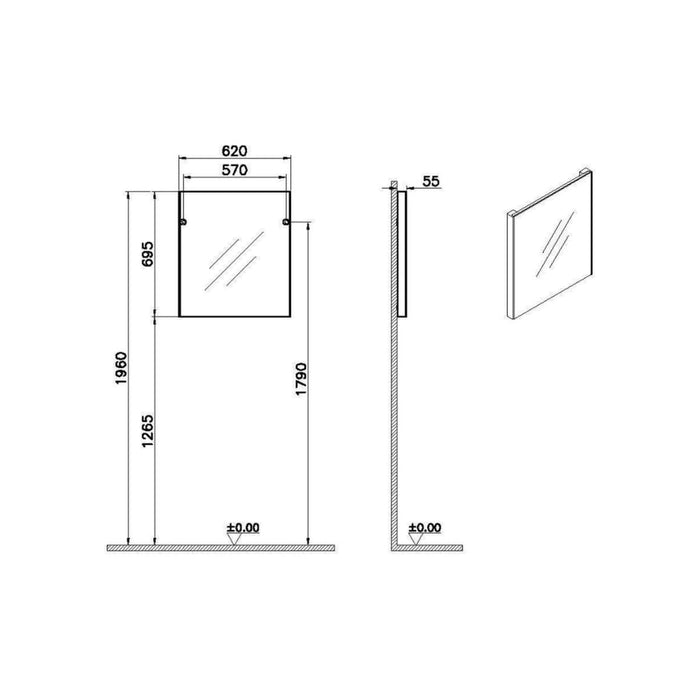 VitrA Rectangular Mirror - Brushed Chrome - Unbeatable Bathrooms