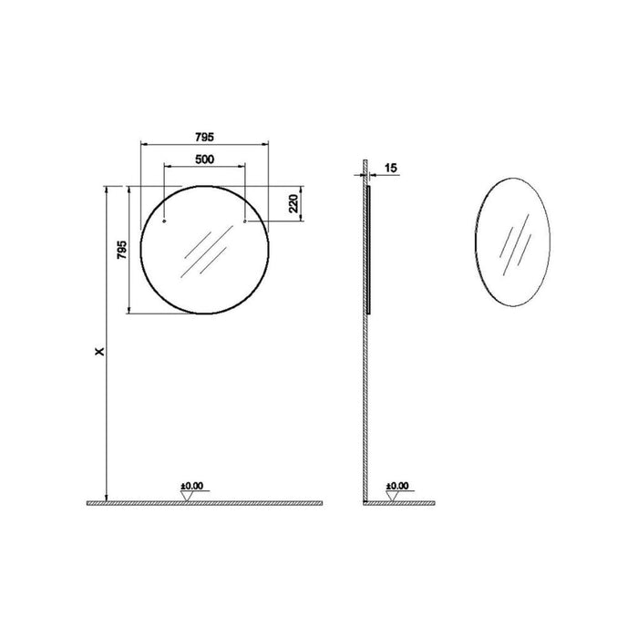 VitrA Round Mirror - Brushed Chrome - Unbeatable Bathrooms