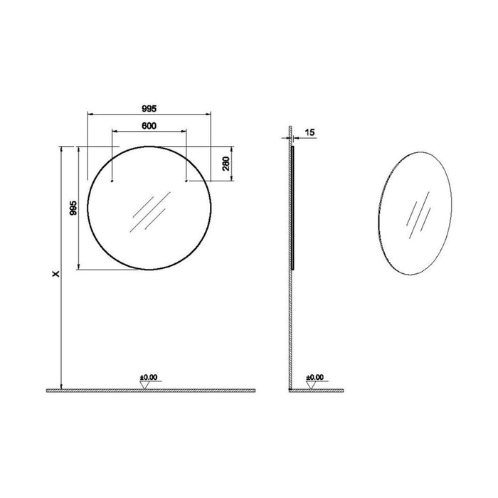 VitrA Round Mirror - Brushed Chrome - Unbeatable Bathrooms