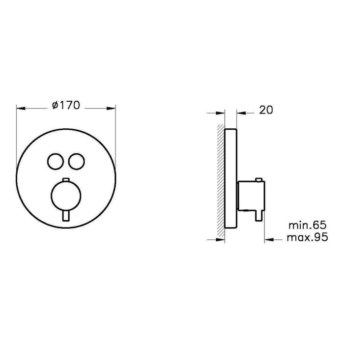 VitrA Aquacontrol Concealed Thermostatic 2-Way Bath Mixer - Unbeatable Bathrooms