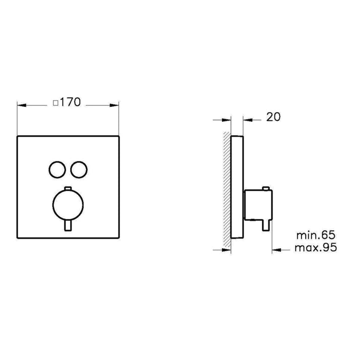 VitrA Aquacontrol Concealed Thermostatic 2-Way Bath Mixer - Unbeatable Bathrooms