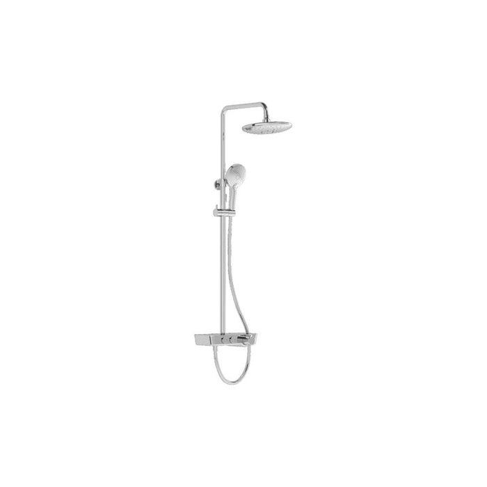 VitrA Aquaheat Charm 240 Shower Set w/2-Function Overhead & Shelf - Chrome - Unbeatable Bathrooms