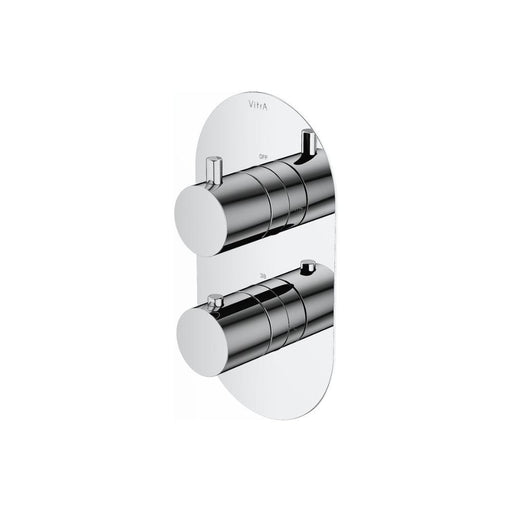 VitrA Aquaheat Round Thermostatic 2-Way Shower Mixer - Chrome - Unbeatable Bathrooms