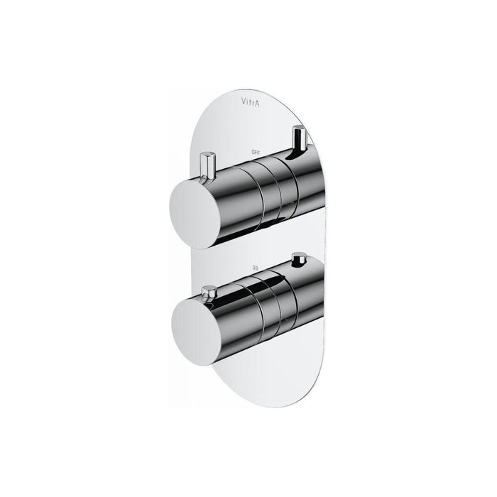 VitrA Aquaheat Round Thermostatic 2-Way Shower Mixer - Chrome - Unbeatable Bathrooms
