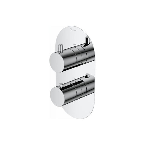 VitrA Aquaheat Round Thermostatic 2-Way Shower Mixer - Chrome - Unbeatable Bathrooms