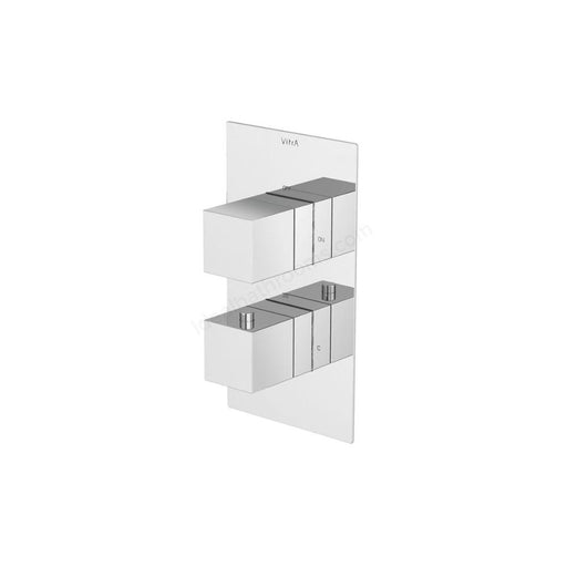 VitrA Aquaheat Square Thermostatic 3-Way Shower Mixer - Chrome - Unbeatable Bathrooms