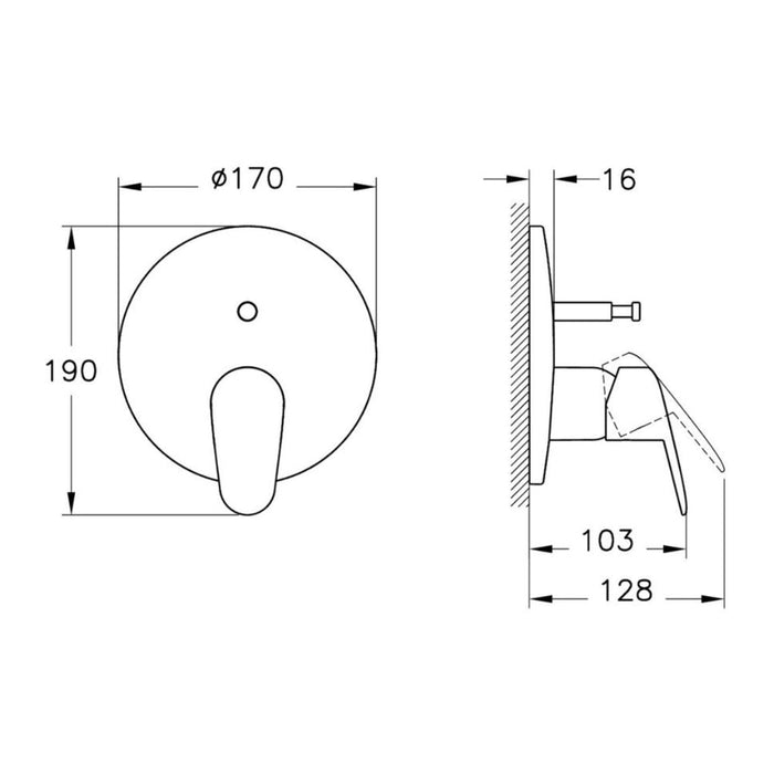 VitrA Flow Round Wall Mounted Bath Mixer Valve - Chrome - Unbeatable Bathrooms